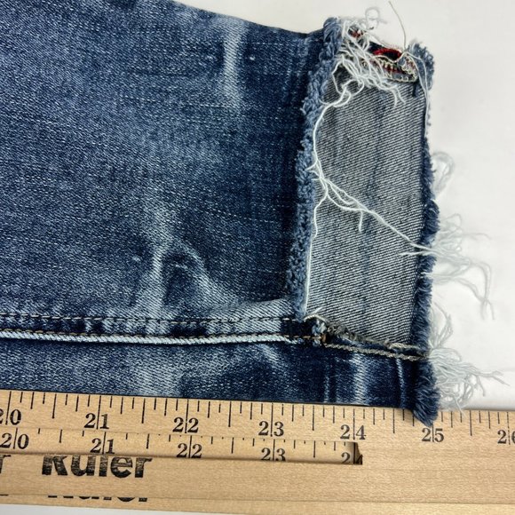 Silver Jeans Women's 27 Kenni Crop Blue Fade Stretch Step Frayed Hem Denim Pants - Picture 12 of 16